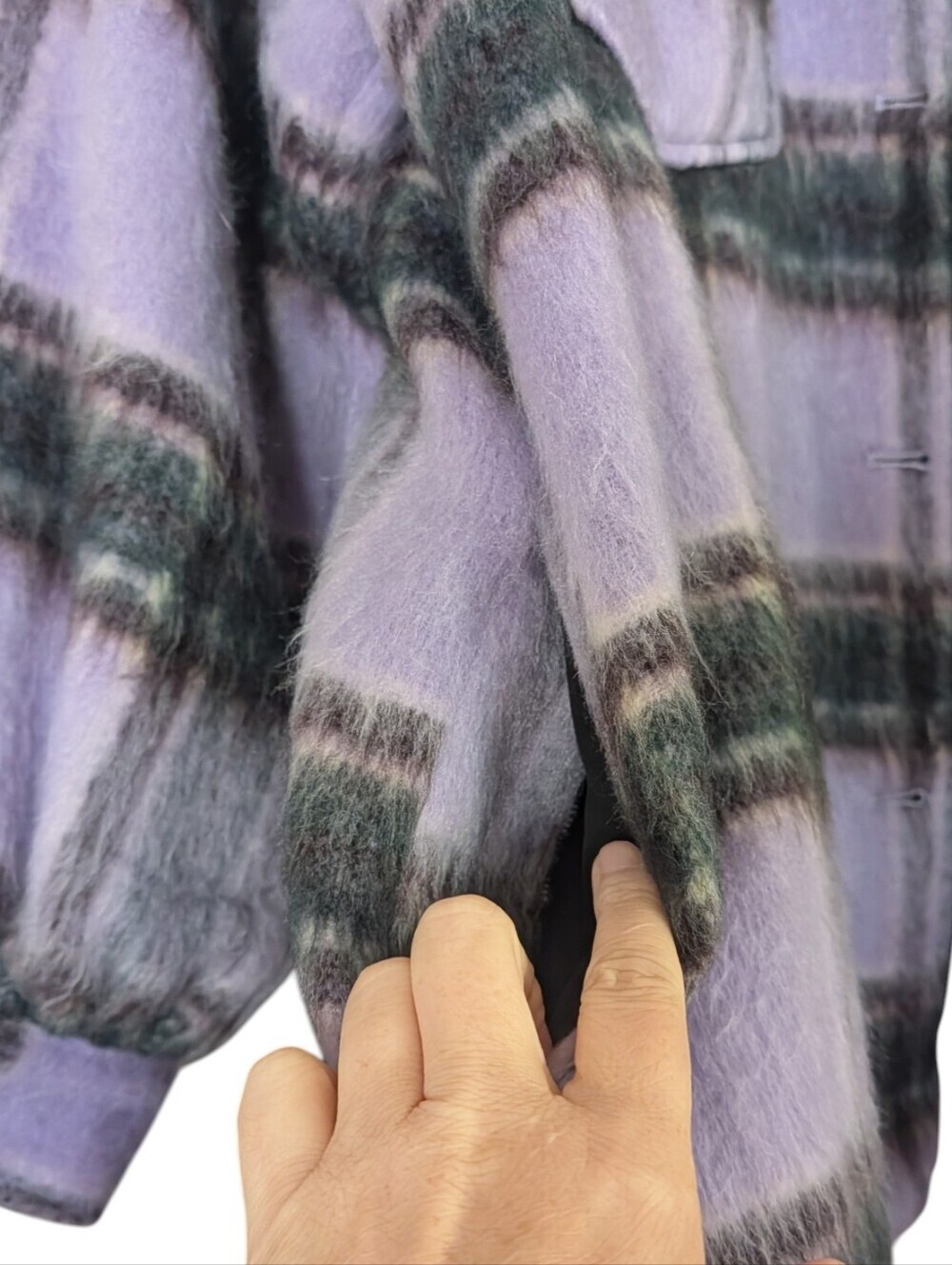 Forever 21+ Purple Plaid Brushed Shacket Jacket | Oversized Button Front | 2X - Picture 6 of 10